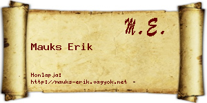 Mauks Erik névjegykártya